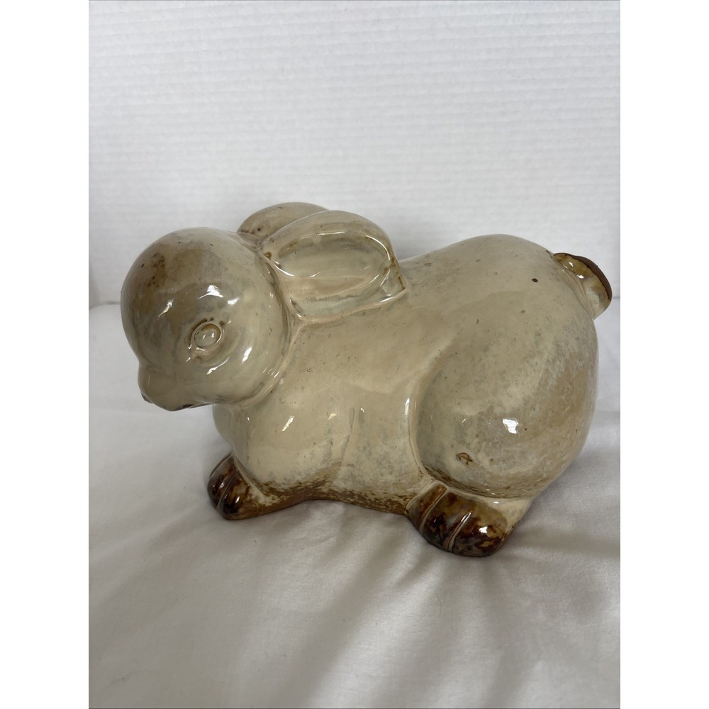 Rabbit, Glazed, Ceramic Or Pottery Whimsical Rustic,Cottage Core Style